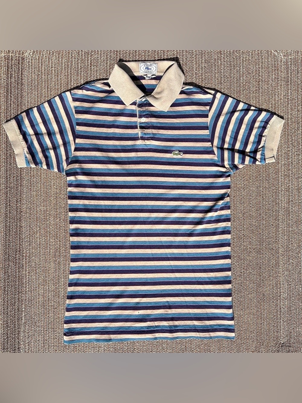 VTG 80s Izod Lacoste Striped Polo Shirt Size L
